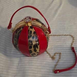 Elegant Red and Leopard Print Clutch